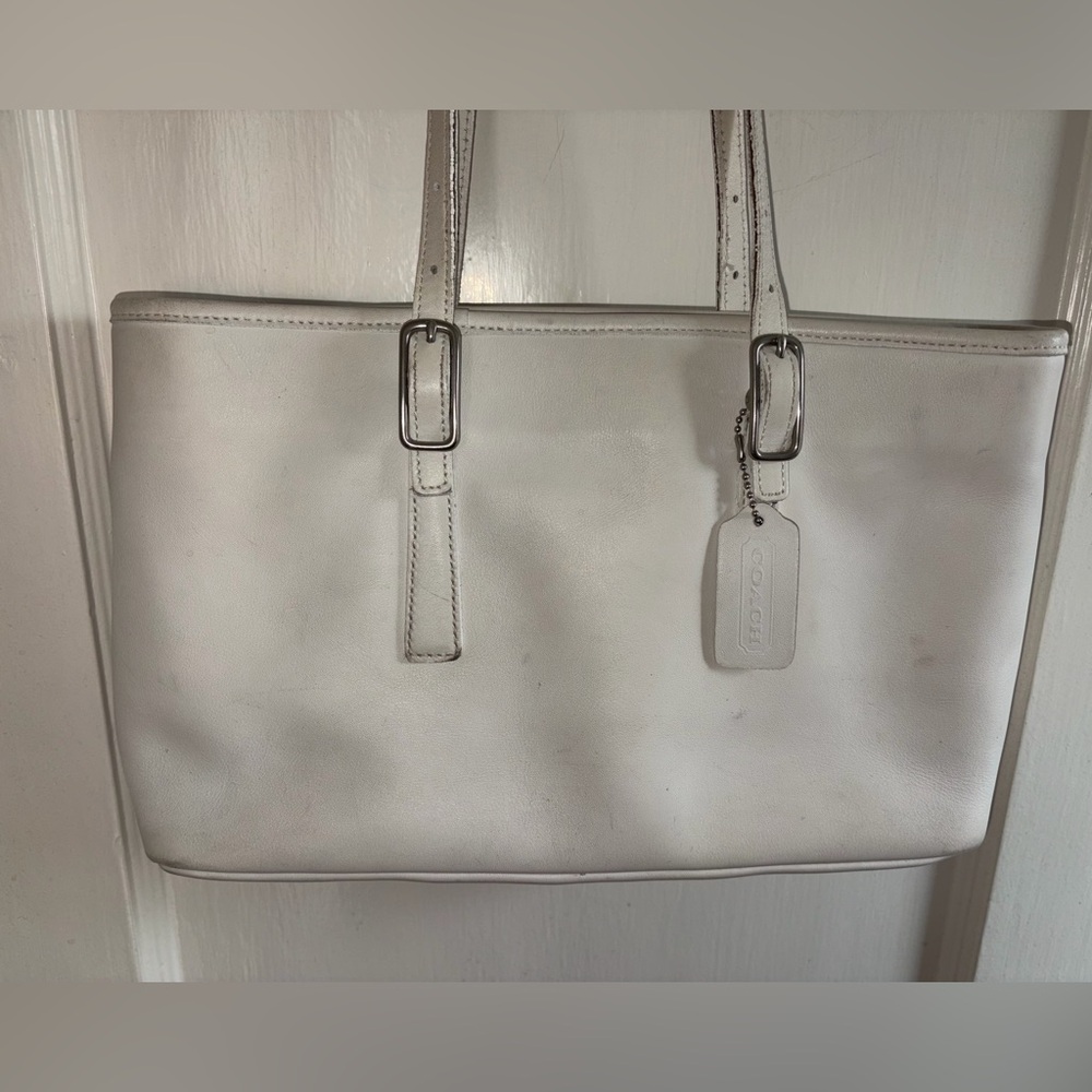 Coach Vintage Legacy Med West Market Zip Tote Bag Satchel White Leather 9813 USA